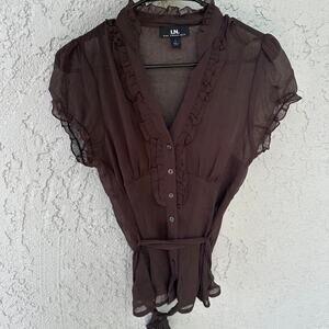 Y2k brown mesh top